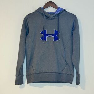Under Armour Youth Storm Hoodie – Gray with Blue Logo – Size Large (YLG)